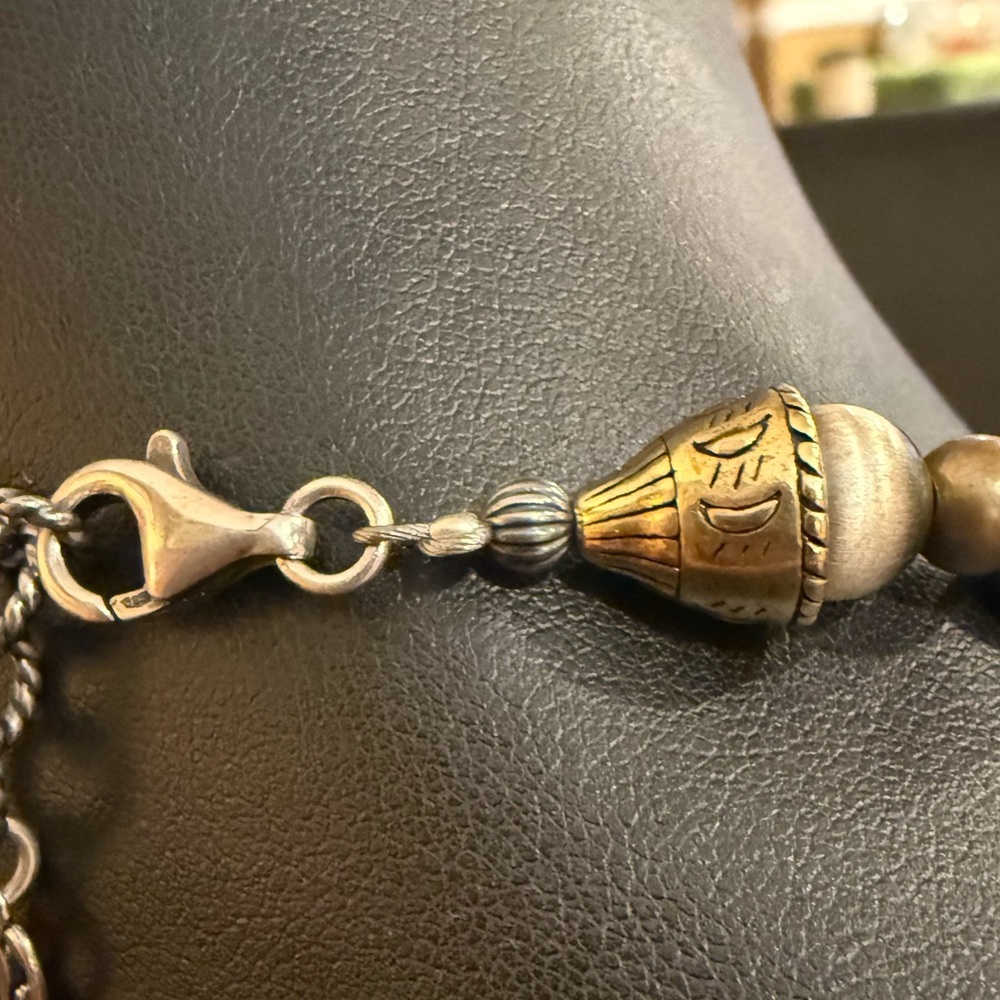 Carolyn Pollack Brass & Sterling Silver Navajo Pearls Squash Blossom Necklace - Picture 10 of 15